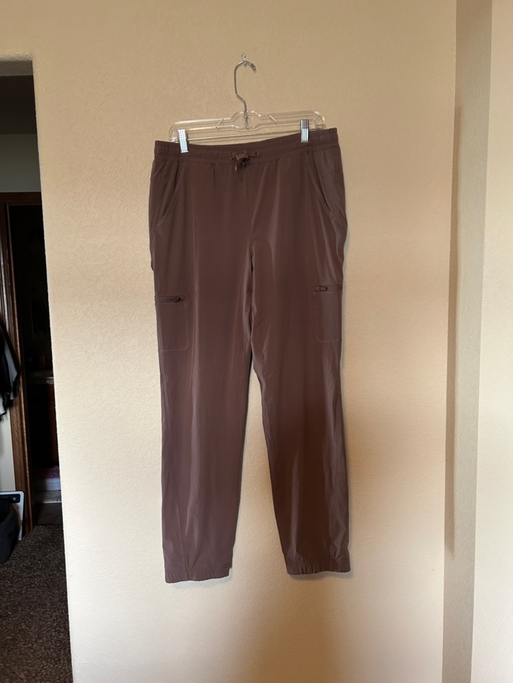 Eddie Bauer Fleece Lined Jogger Pants Brown Purple Outdoor Hiking 10